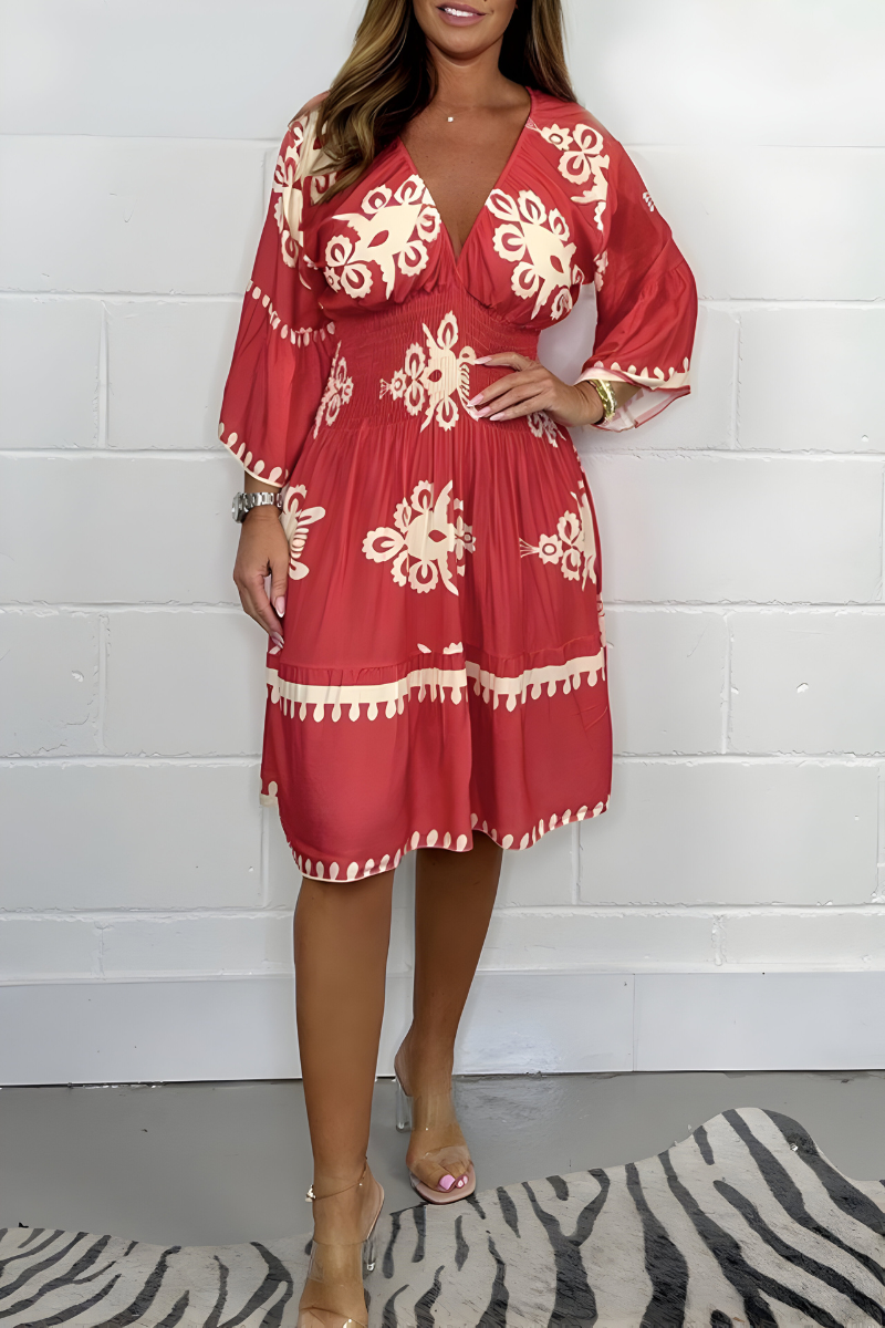 LUNA | Korte Boho Bloemenjurk met Flatterende Snit voor Elegante Vakantie- of Evenementlook