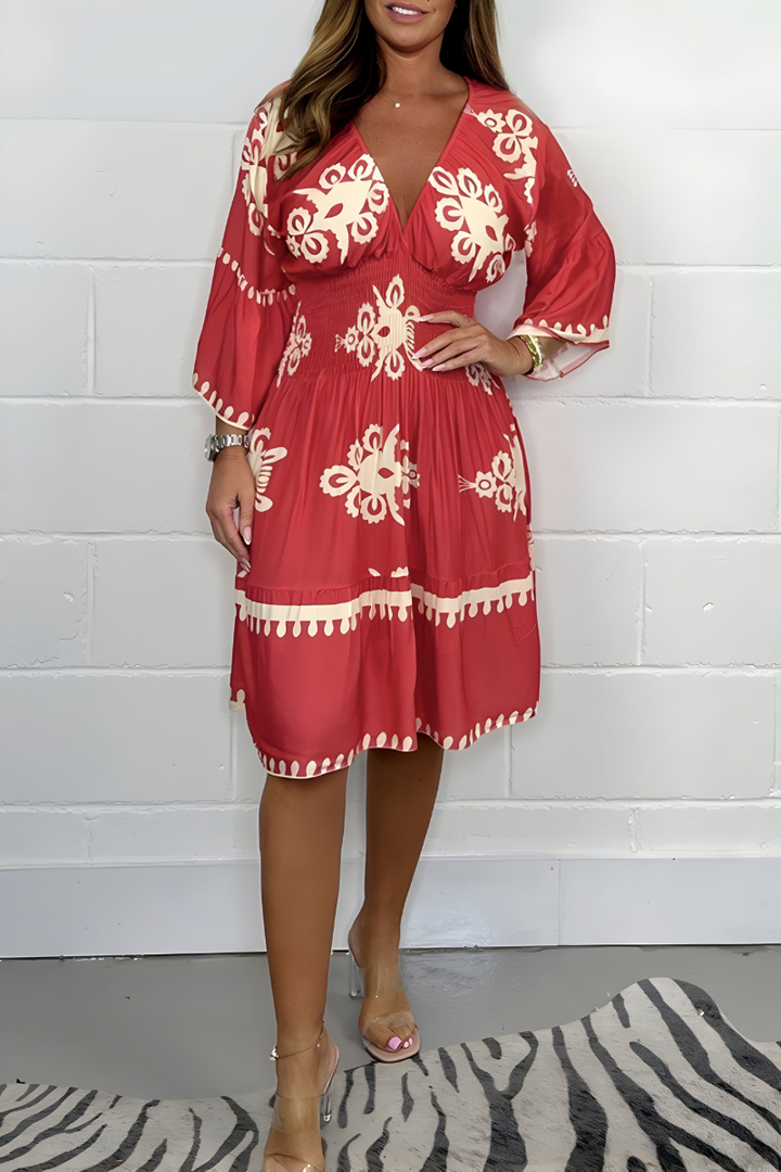 LUNA | Korte Boho Bloemenjurk met Flatterende Snit voor Elegante Vakantie- of Evenementlook