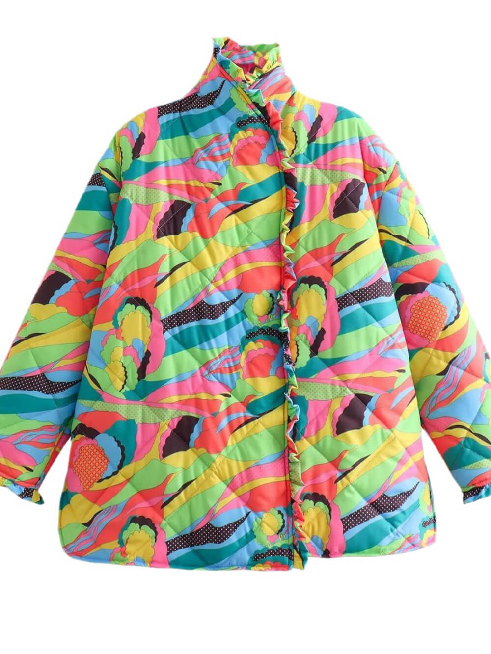 Geplooide jas met kantafwerking