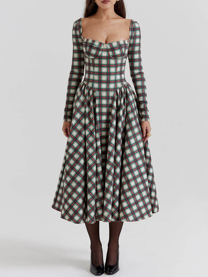 Rode tartan midi corset jurk