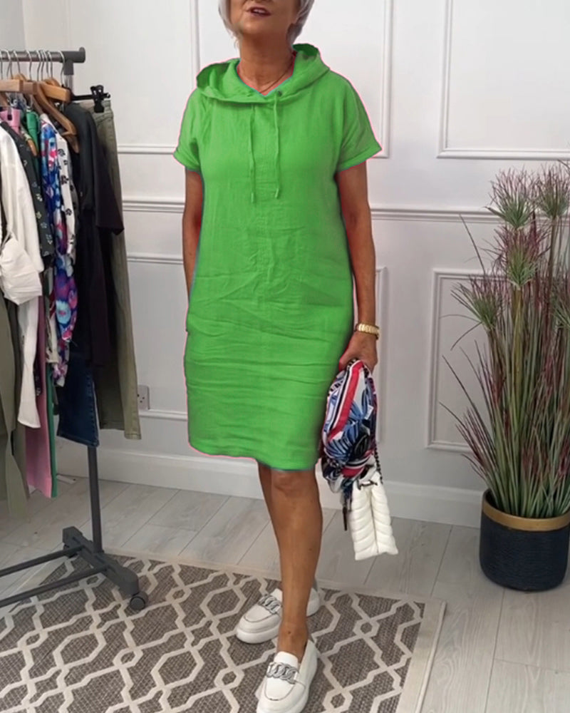 INES | Casual Jurk met Kap en Korte Mouwen Perfect voor de Zomer