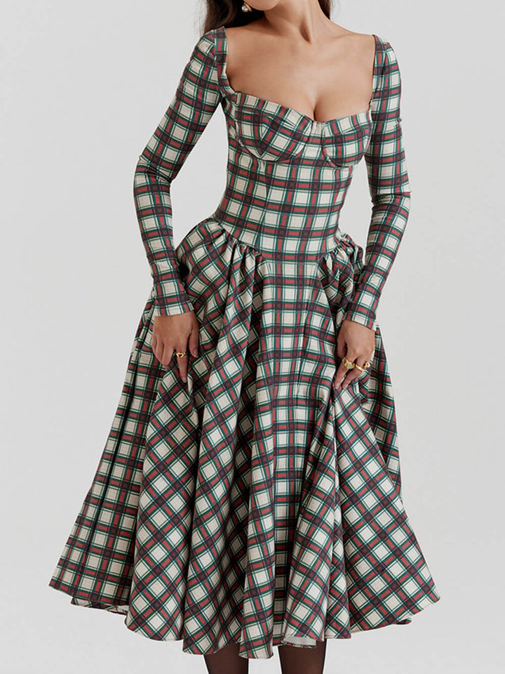 Rode tartan midi corset jurk
