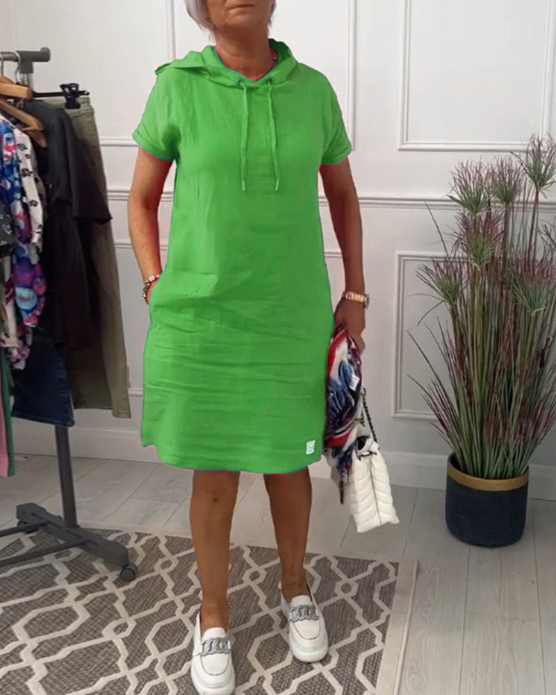 INES | Casual Jurk met Kap en Korte Mouwen Perfect voor de Zomer