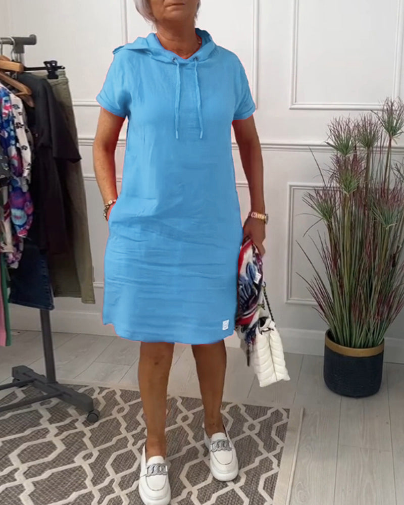 INES | Casual Jurk met Kap en Korte Mouwen Perfect voor de Zomer