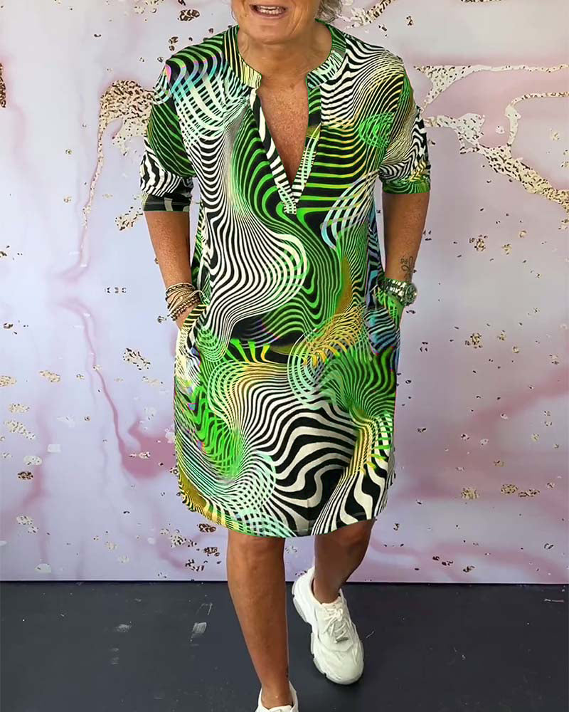 GABRIELLA | Optisch Patroon Jurk met Flatterende Pasvorm en Gedurfde Look voor Elke Dag