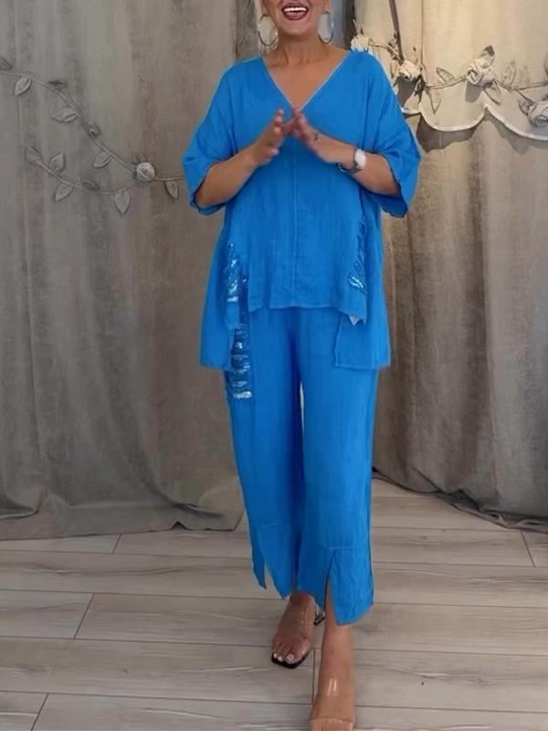 BIANCA | Twee-delig Zomeroutfit met Natuurlijke Elegantie en Vloeiende Comfort voor Zonnige Dagen