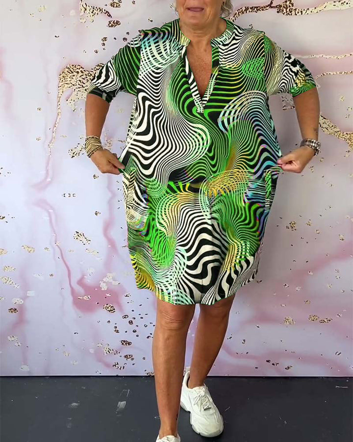 GABRIELLA | Optisch Patroon Jurk met Flatterende Pasvorm en Gedurfde Look voor Elke Dag