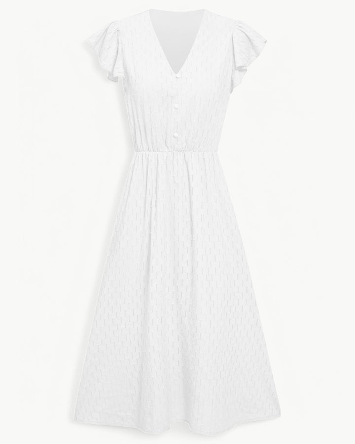 ELISABETTA | Elegante Midi Jurk met Een Smalle Taille en Romantische Details voor Zonnige Dagen