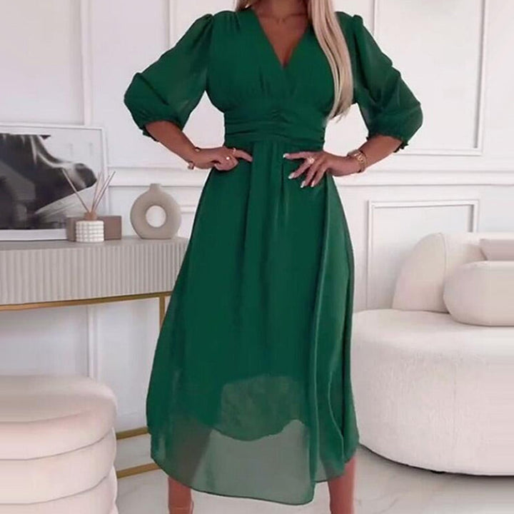 SANNE | Luchtige Zomerjurk met V-Hals en Vloeiend Silhouet