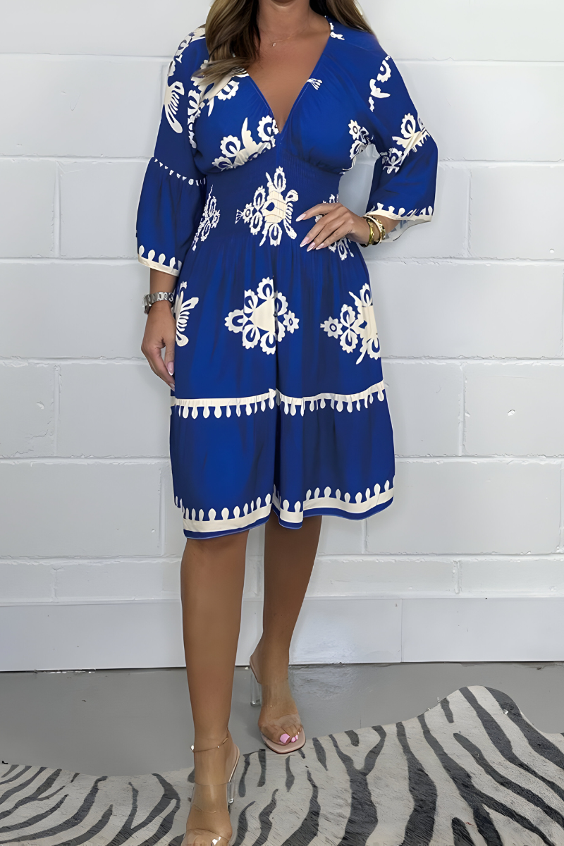 LUNA | Korte Boho Bloemenjurk met Flatterende Snit voor Elegante Vakantie- of Evenementlook