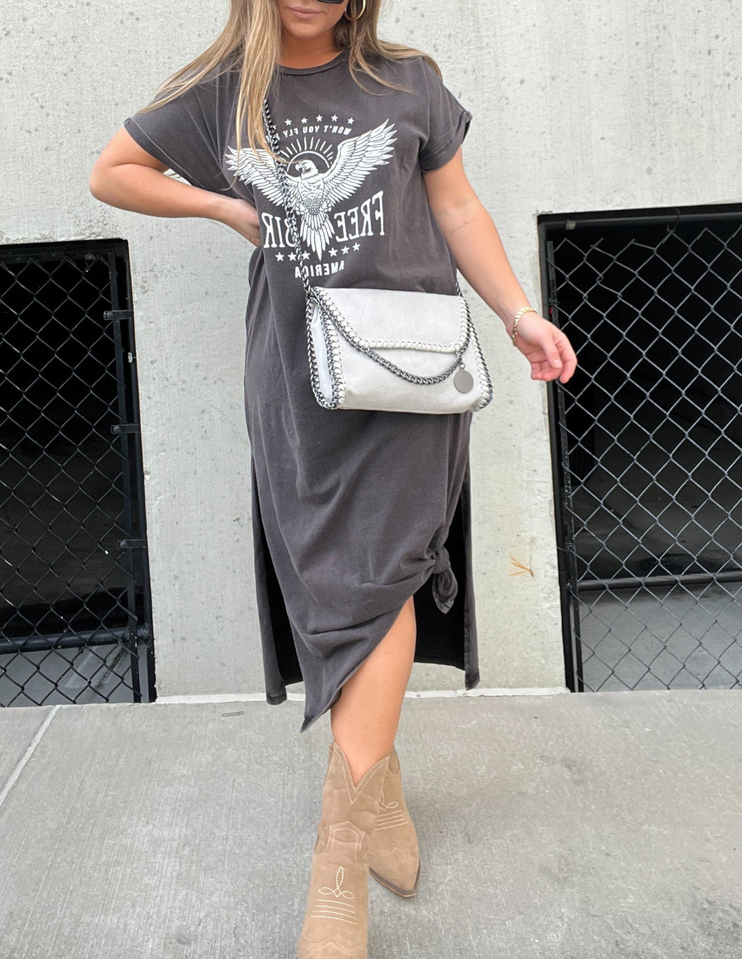 Midi-jurk met vogelprint