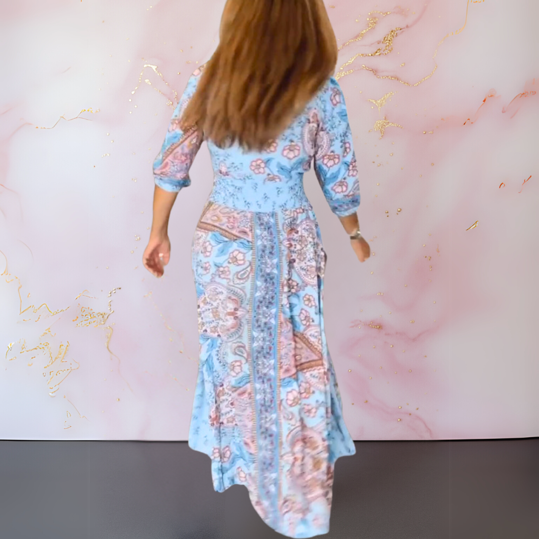 FLAVIA | Zomerjurk met Flatterende Pasvorm en V-Hals