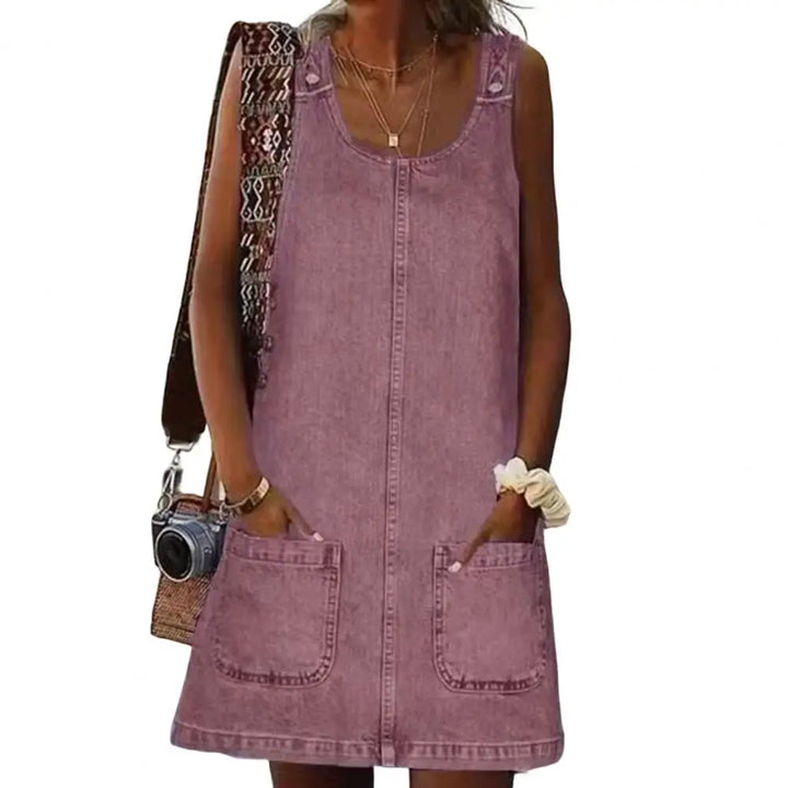 LUCIA | Zomerjurk van Denim met Slankmakende Pasvorm en Comfortabele Zakjes voor Elke Gelegenheid