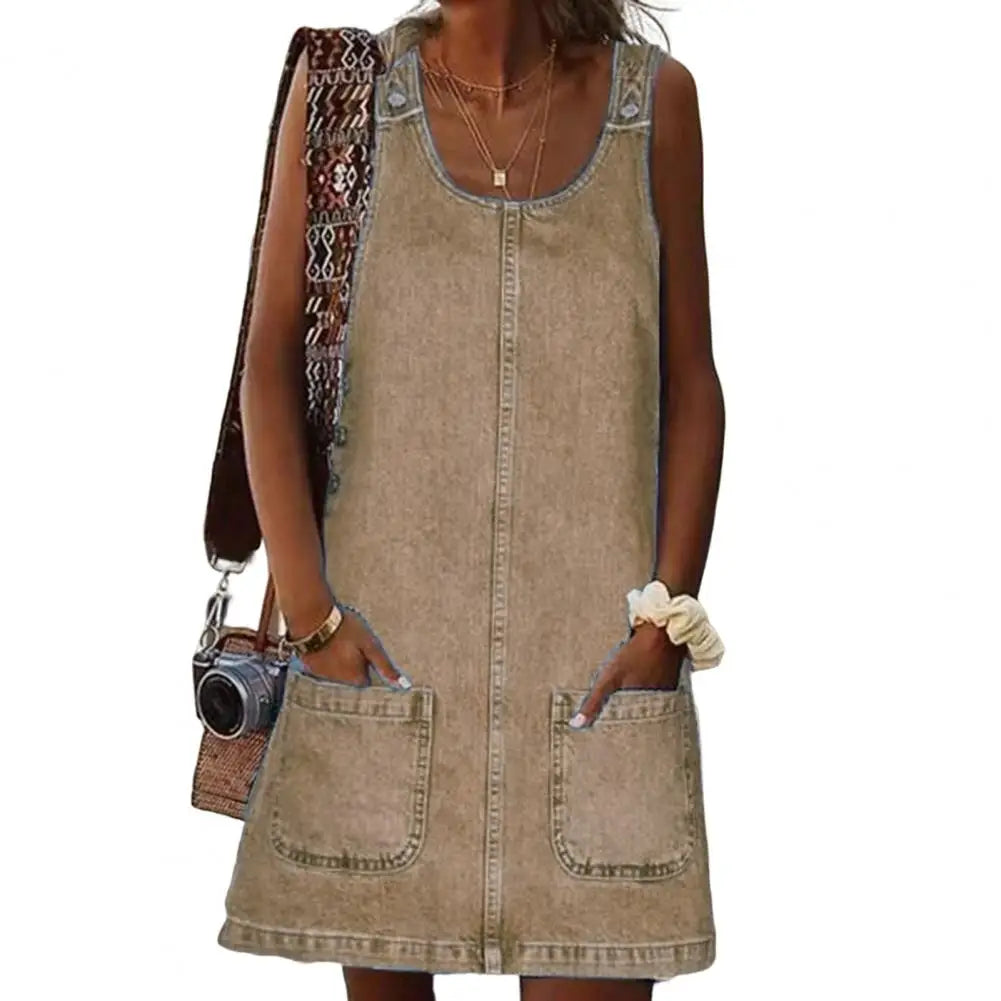 LUCIA | Zomerjurk van Denim met Slankmakende Pasvorm en Comfortabele Zakjes voor Elke Gelegenheid