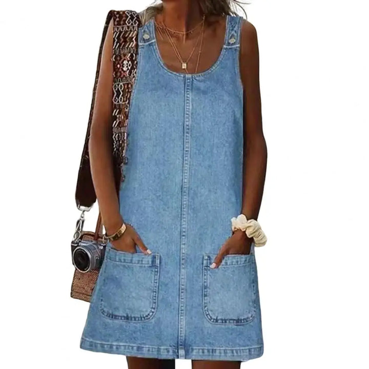 LUCIA | Zomerjurk van Denim met Slankmakende Pasvorm en Comfortabele Zakjes voor Elke Gelegenheid