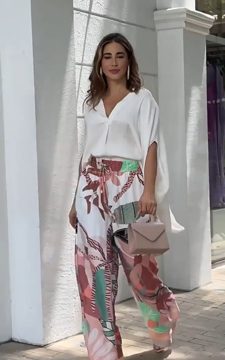 AMALIA | Compleet 2-delig met Vloeiende Pasvorm en Tropisch Chic Stijl voor Zomerse Dagen