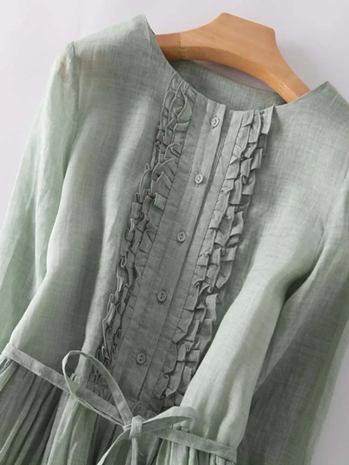 Arya - Retro Stijl Damesjurk met Ronde Hals en Taillebanden