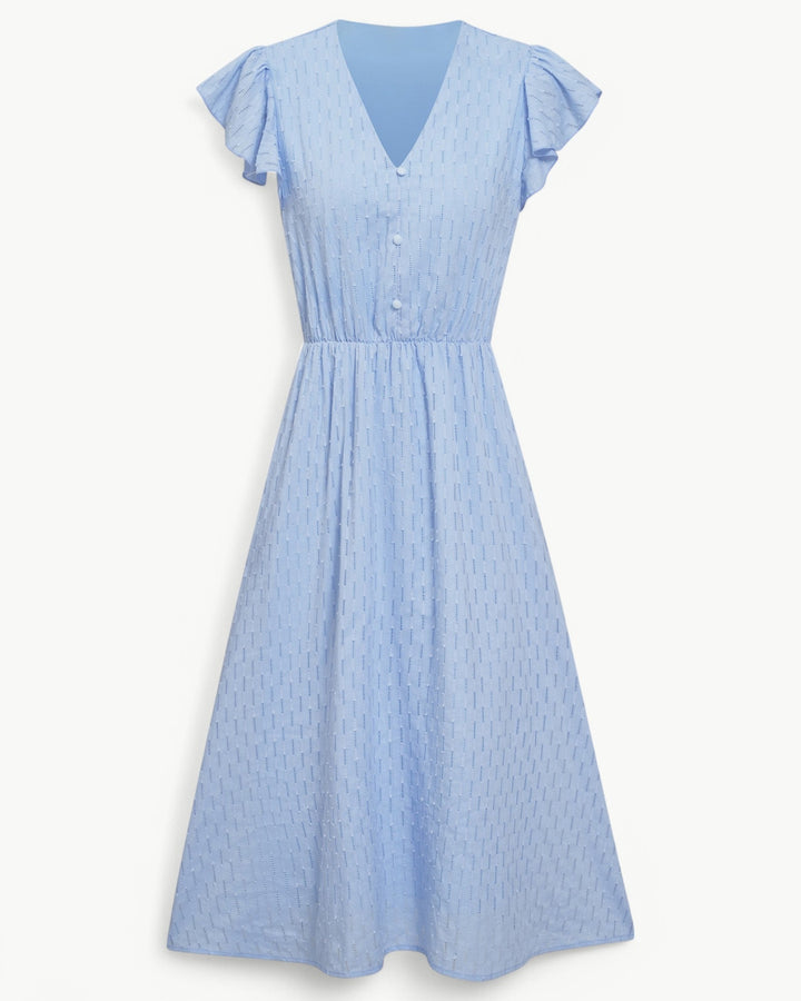 ELISABETTA | Elegante Midi Jurk met Een Smalle Taille en Romantische Details voor Zonnige Dagen