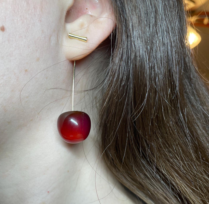 Bloedrode Kersenoorbellen, Y2K Sieraden, Y2K, Coquette, Lichtgewicht, Witte Olifant Cadeau, Galentine Feest, Schattige Oorbellen