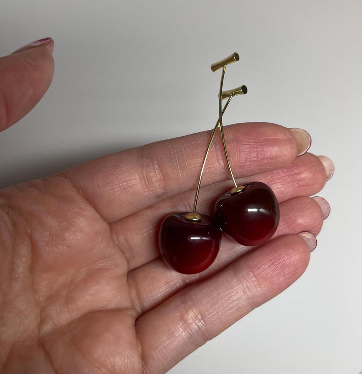 Bloedrode Kersenoorbellen, Y2K Sieraden, Y2K, Coquette, Lichtgewicht, Witte Olifant Cadeau, Galentine Feest, Schattige Oorbellen