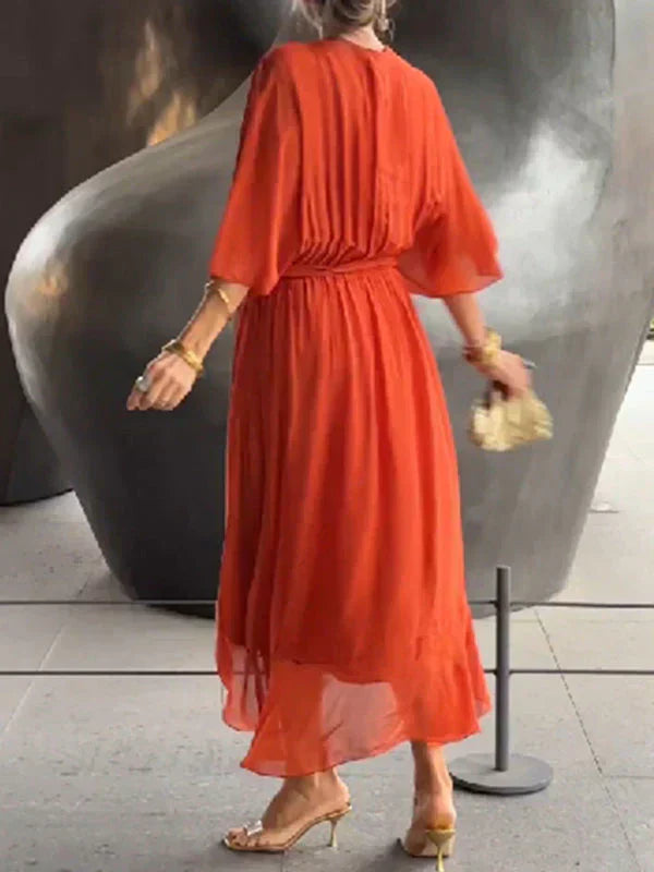 GINEVRA | Lange Elegante Jurk met Vrouwelijke Halslijn