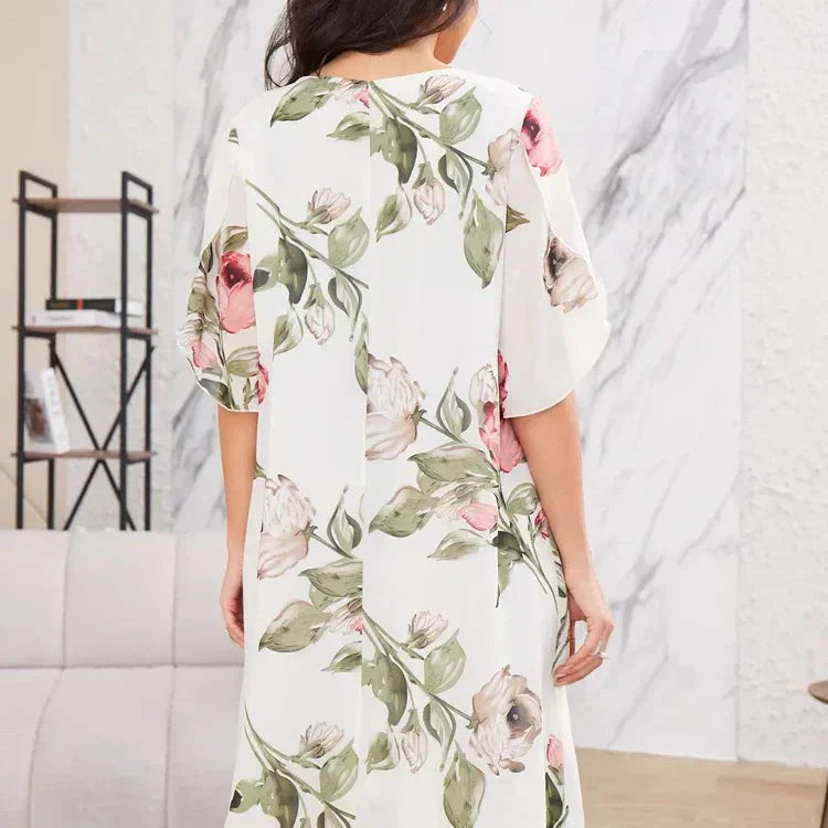 EVELINA | Lichte Bloemenjurk voor Zomercomfort en Veelzijdige Elegantie