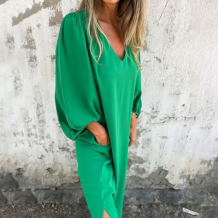 LIVIA | Lange Boheemse Jurk met Zakken en Gestileerde Snit